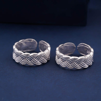 Silver Abstract Pattern Design Toe Rings