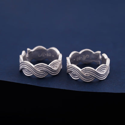 Braided Silver Toe Rings For women