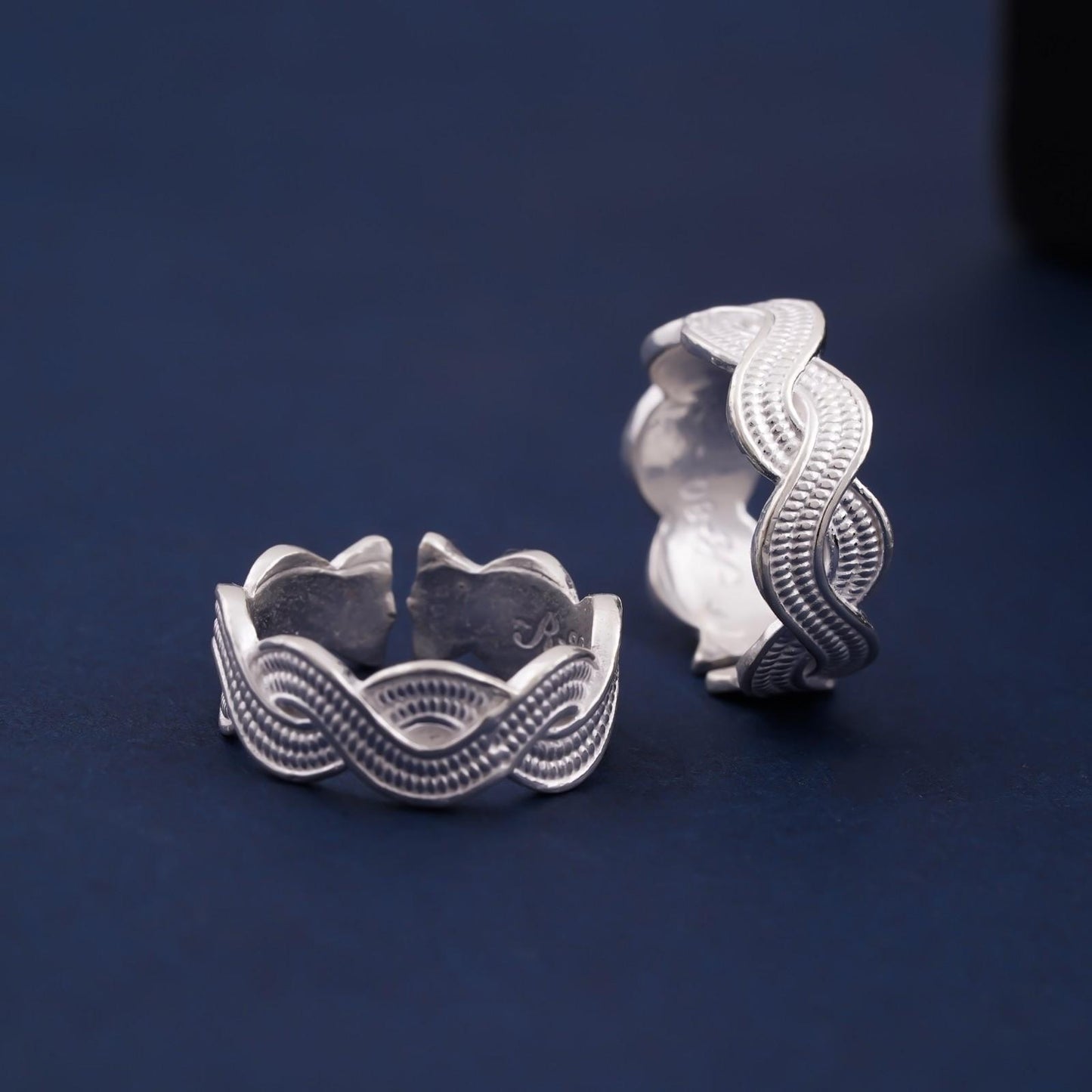 Braided Silver Toe Rings For women