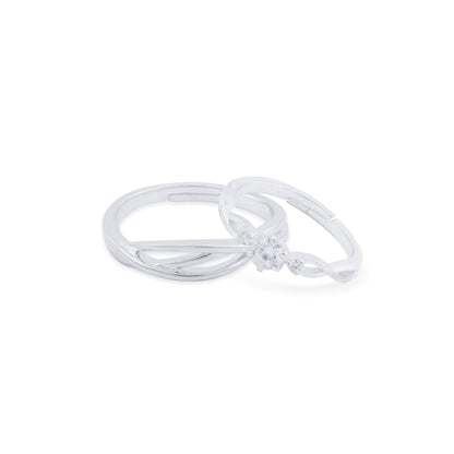 Silver Wave Love Couple Rings