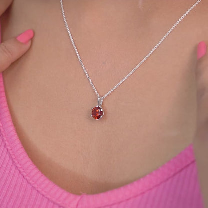 Silver Solitaire Red Ruby Pendant